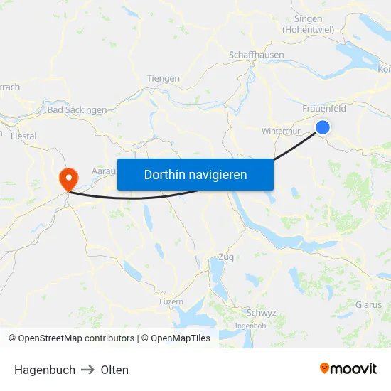 Hagenbuch to Olten map