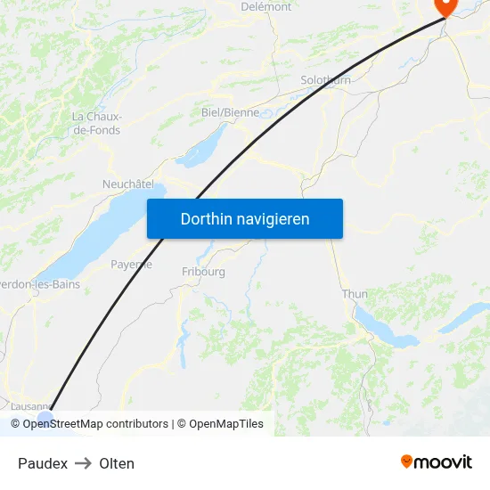 Paudex to Olten map