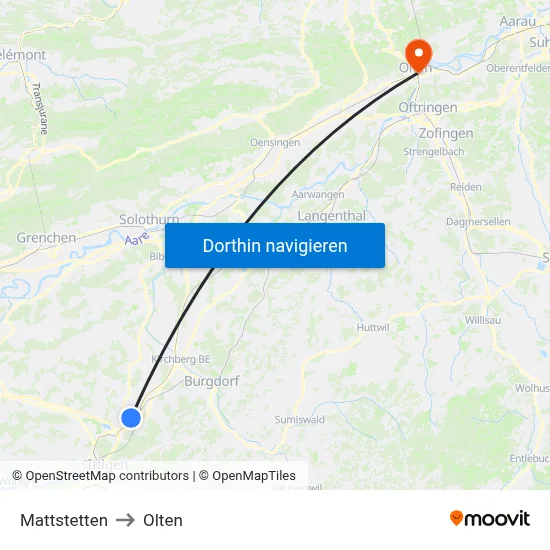 Mattstetten to Olten map