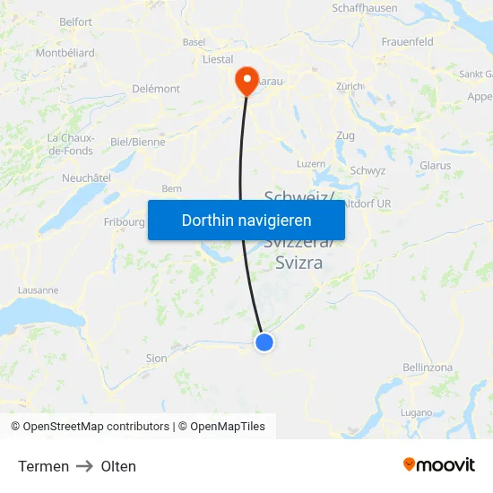 Termen to Olten map