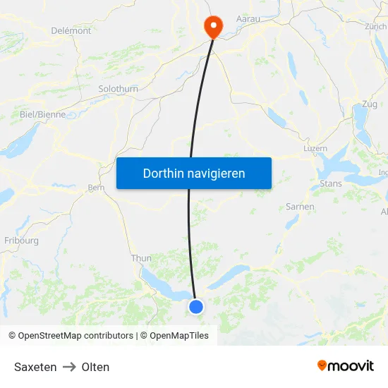 Saxeten to Olten map