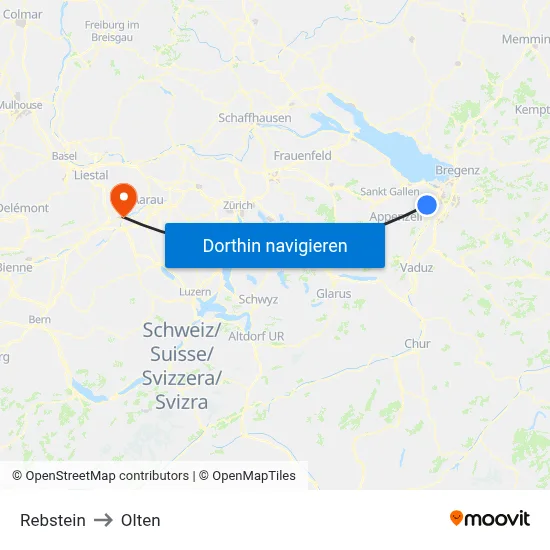 Rebstein to Olten map