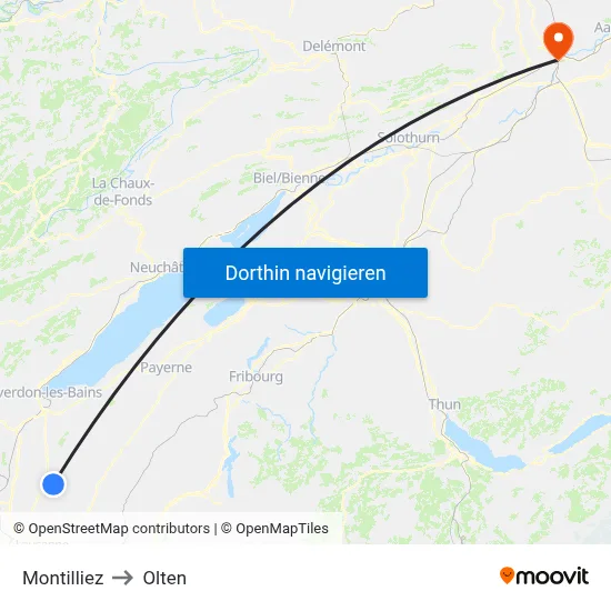 Montilliez to Olten map