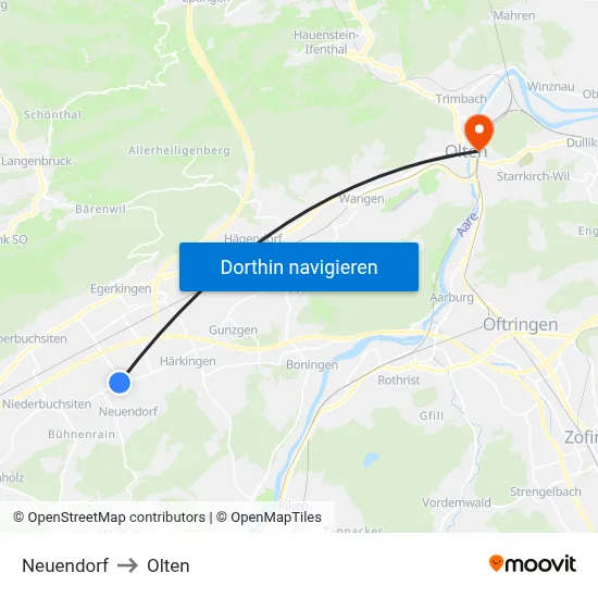 Neuendorf to Olten map