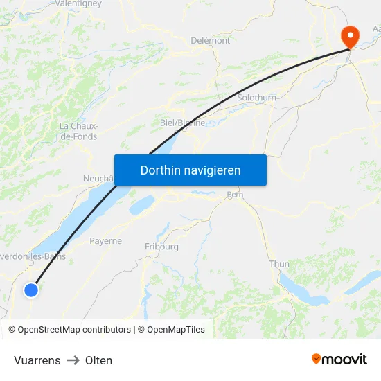 Vuarrens to Olten map
