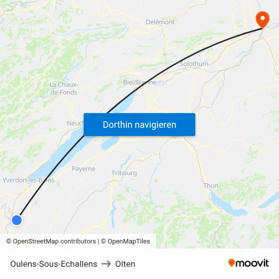 Oulens-Sous-Echallens to Olten map
