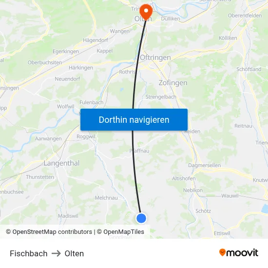 Fischbach to Olten map