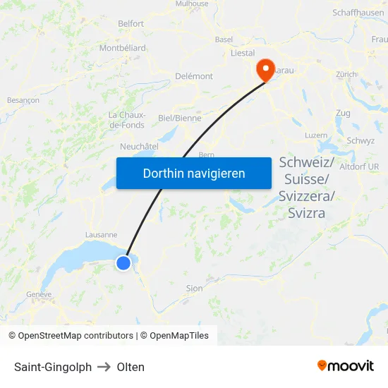 Saint-Gingolph to Olten map