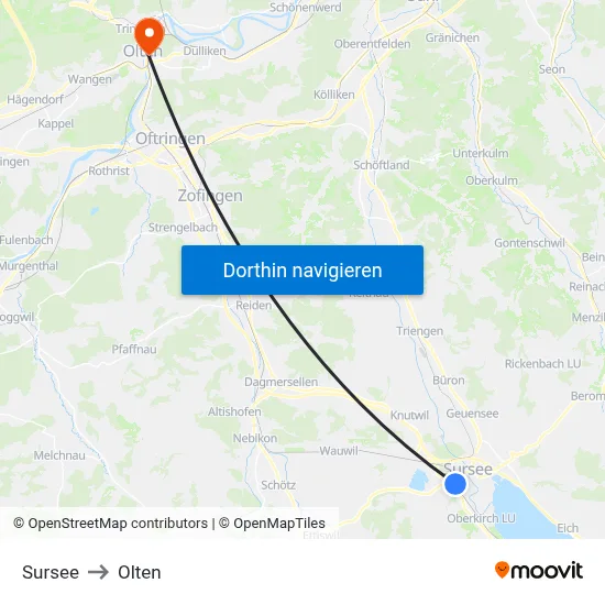 Sursee to Olten map