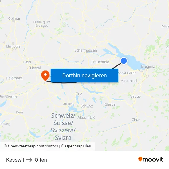 Kesswil to Olten map