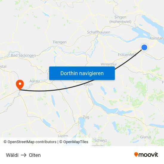 Wäldi to Olten map