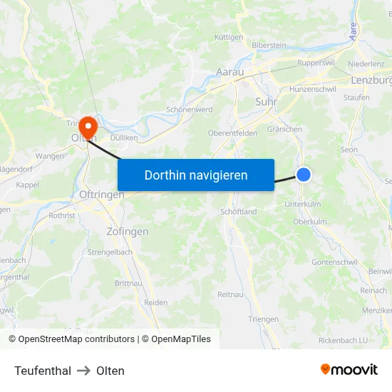 Teufenthal to Olten map