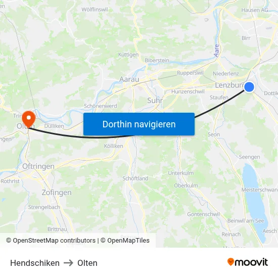 Hendschiken to Olten map