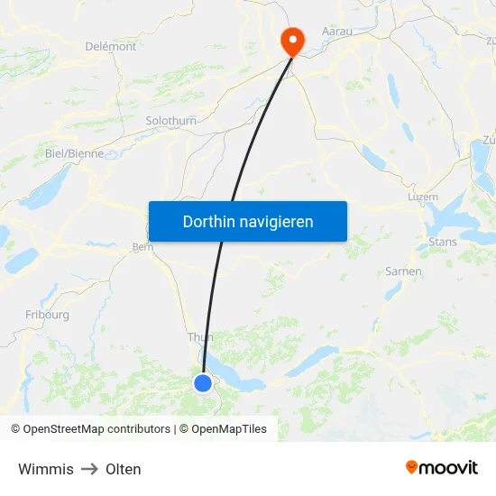Wimmis to Olten map