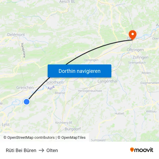Rüti Bei Büren to Olten map