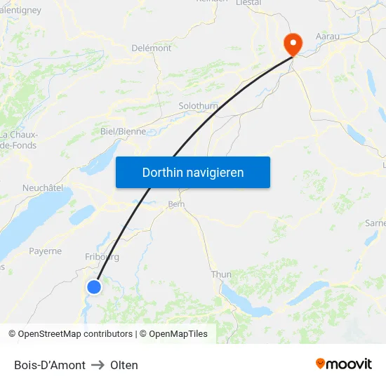 Bois-D’Amont to Olten map