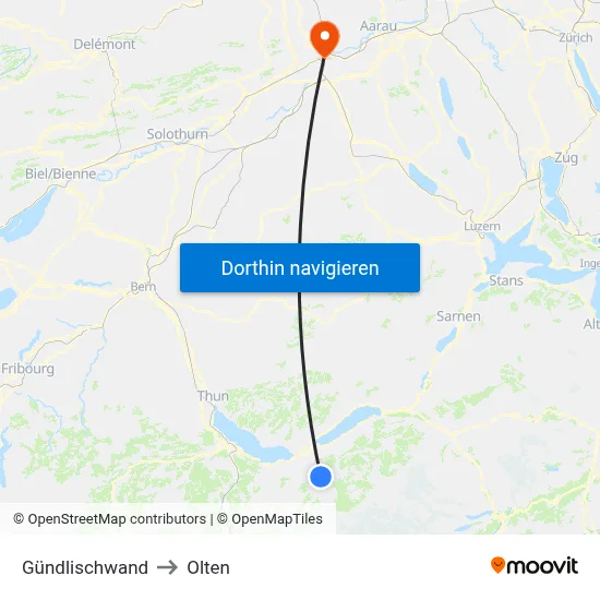 Gündlischwand to Olten map