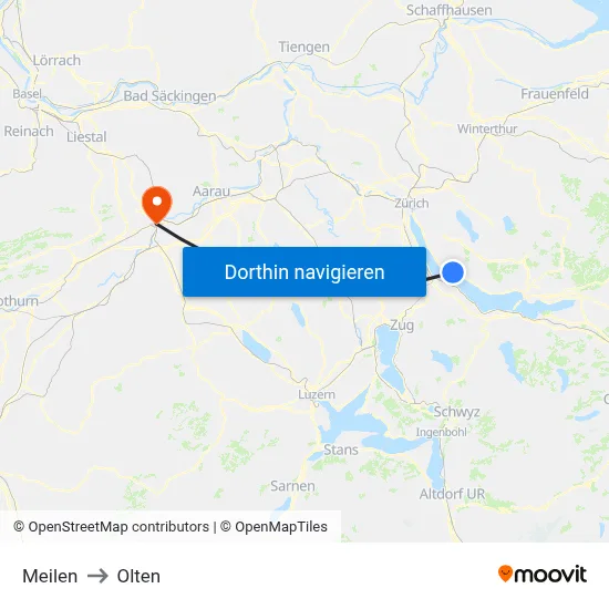 Meilen to Olten map