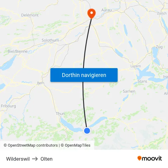 Wilderswil to Olten map