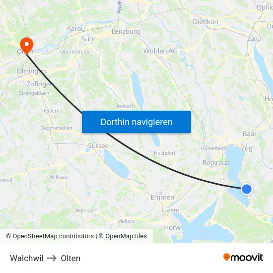 Walchwil to Olten map