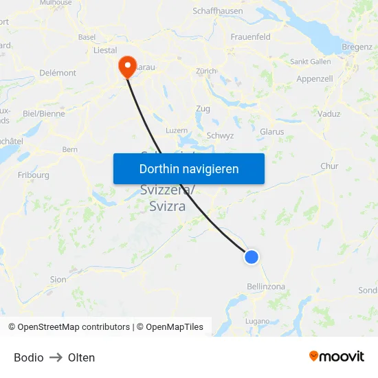 Bodio to Olten map