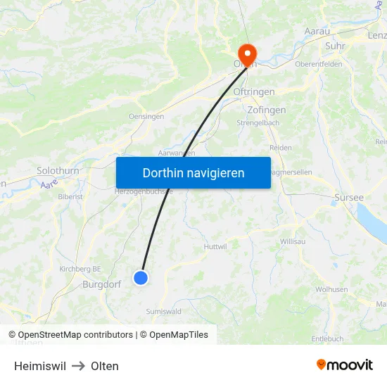 Heimiswil to Olten map