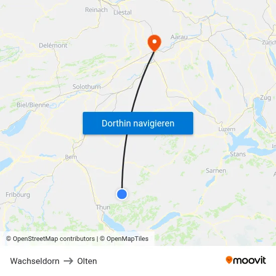Wachseldorn to Olten map
