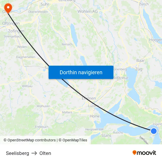 Seelisberg to Olten map