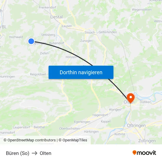 Büren (So) to Olten map