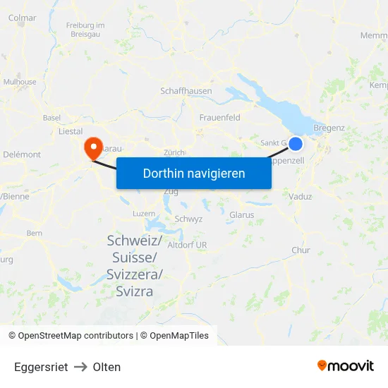 Eggersriet to Olten map