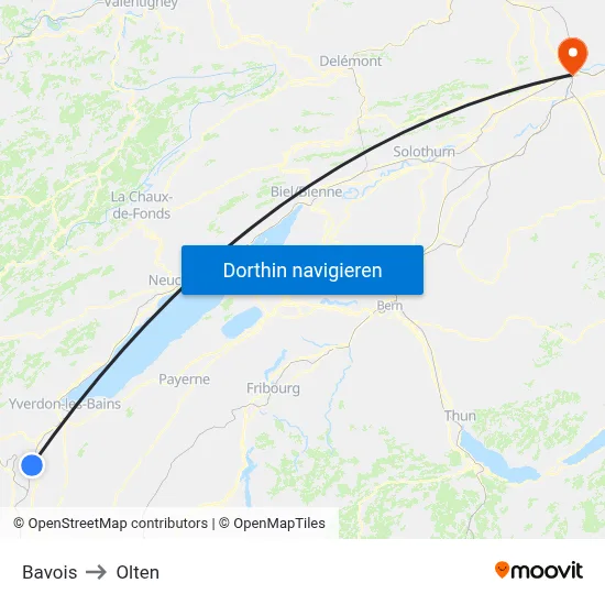 Bavois to Olten map