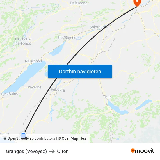 Granges (Veveyse) to Olten map