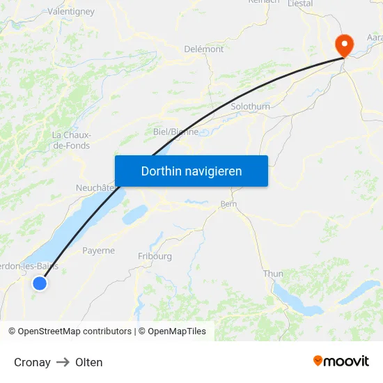 Cronay to Olten map