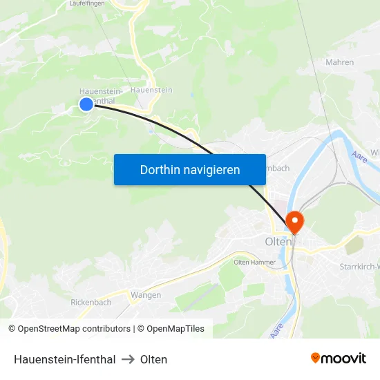 Hauenstein-Ifenthal to Olten map