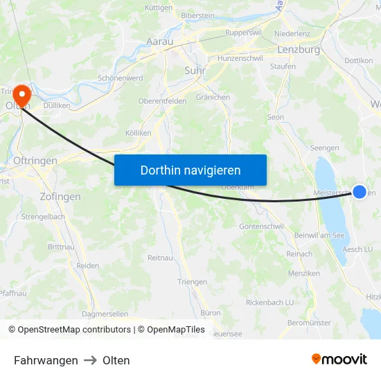 Fahrwangen to Olten map