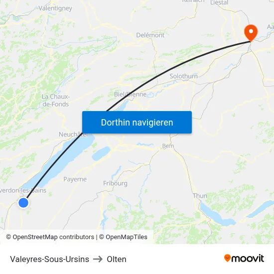 Valeyres-Sous-Ursins to Olten map