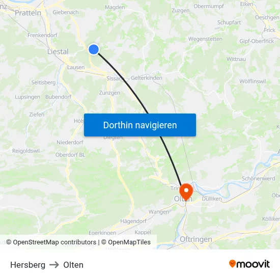Hersberg to Olten map