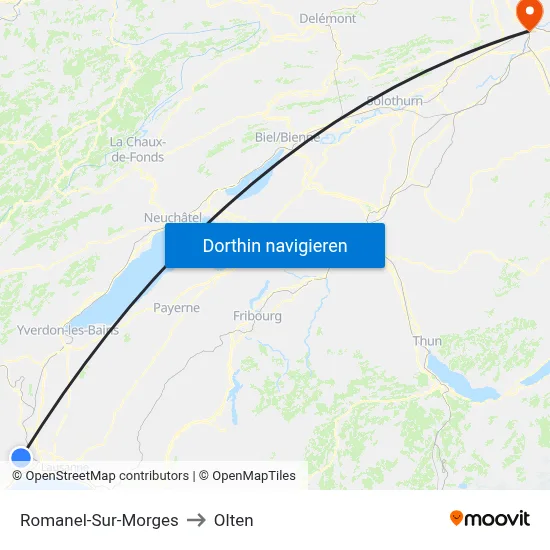 Romanel-Sur-Morges to Olten map