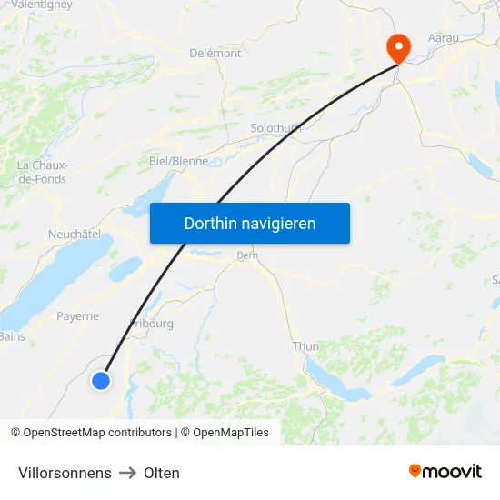 Villorsonnens to Olten map