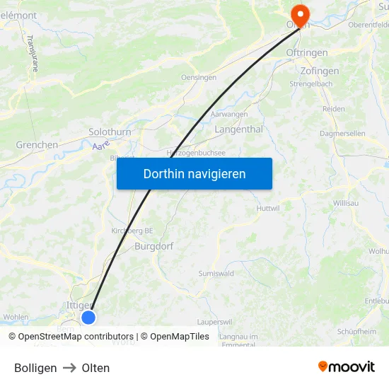 Bolligen to Olten map