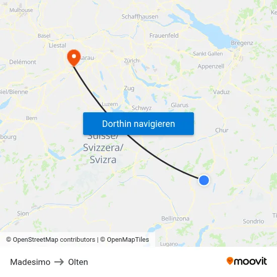 Madesimo to Olten map