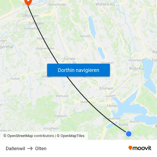 Dallenwil to Olten map