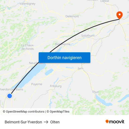 Belmont-Sur-Yverdon to Olten map