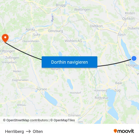 Herrliberg to Olten map
