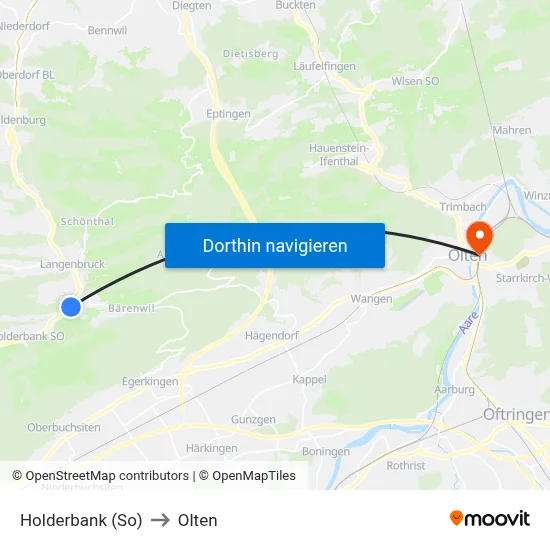 Holderbank (So) to Olten map