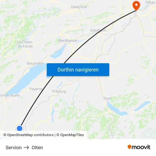 Servion to Olten map