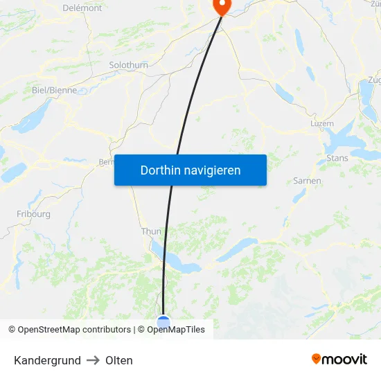 Kandergrund to Olten map