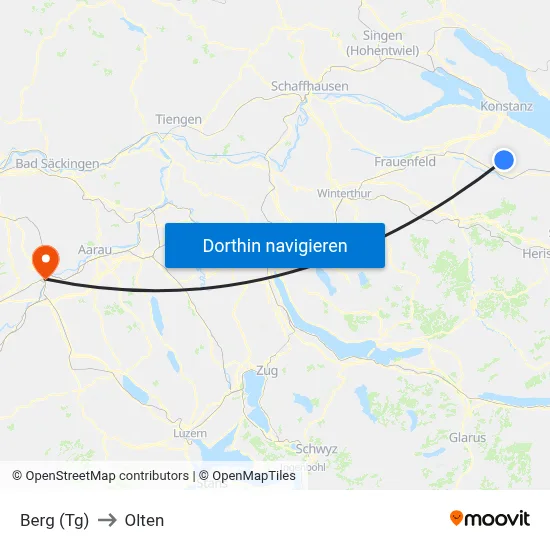 Berg (Tg) to Olten map