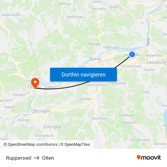 Rupperswil to Olten map