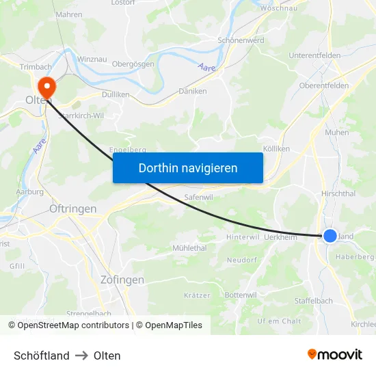 Schöftland to Olten map